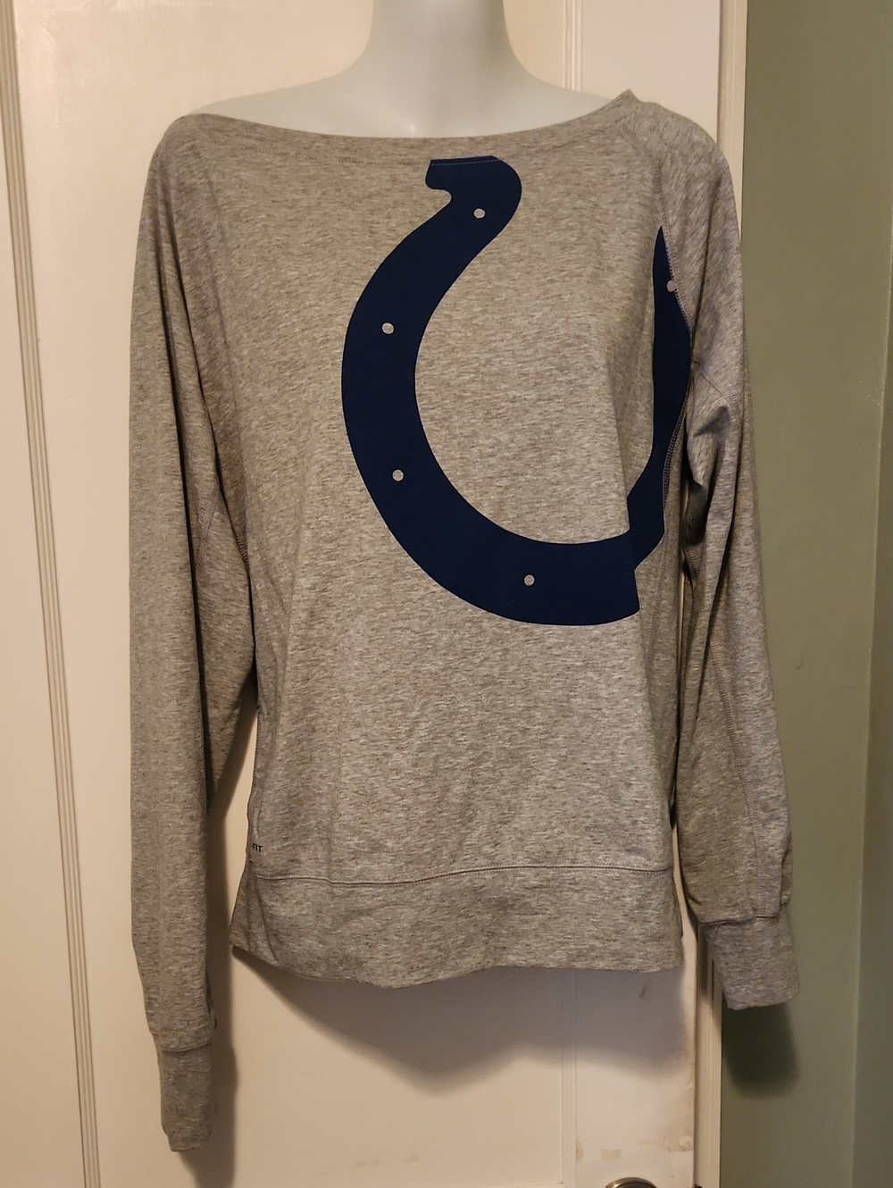 NFL Colts Dri-FIT Team Apparel Long Sleeve Tee with Blue Horseshoe Logo